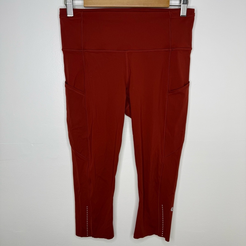 LULULEMON Dark Sport Red Fast & Free Crop II *Nulux 19” - Picture 3 of 9